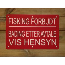 Skilt 295x195 mm, 1,6mm tykk, Rød - med tekst som på bildet