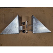 Spesialhengsel, hjørnebeslag, med ører og rør (han-hun) feste, med gummi og bolter