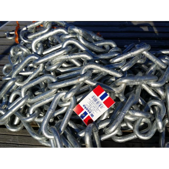 Kjetting,  8mm Kjetting, langlenket galv grade 40