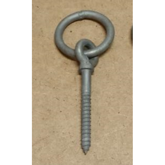 Båtring, fransk treskrue, 12mm, med ring, galvanisert, 	100mm lengde på bolt (65mm med gjenger), diameter ring ca 55mm.